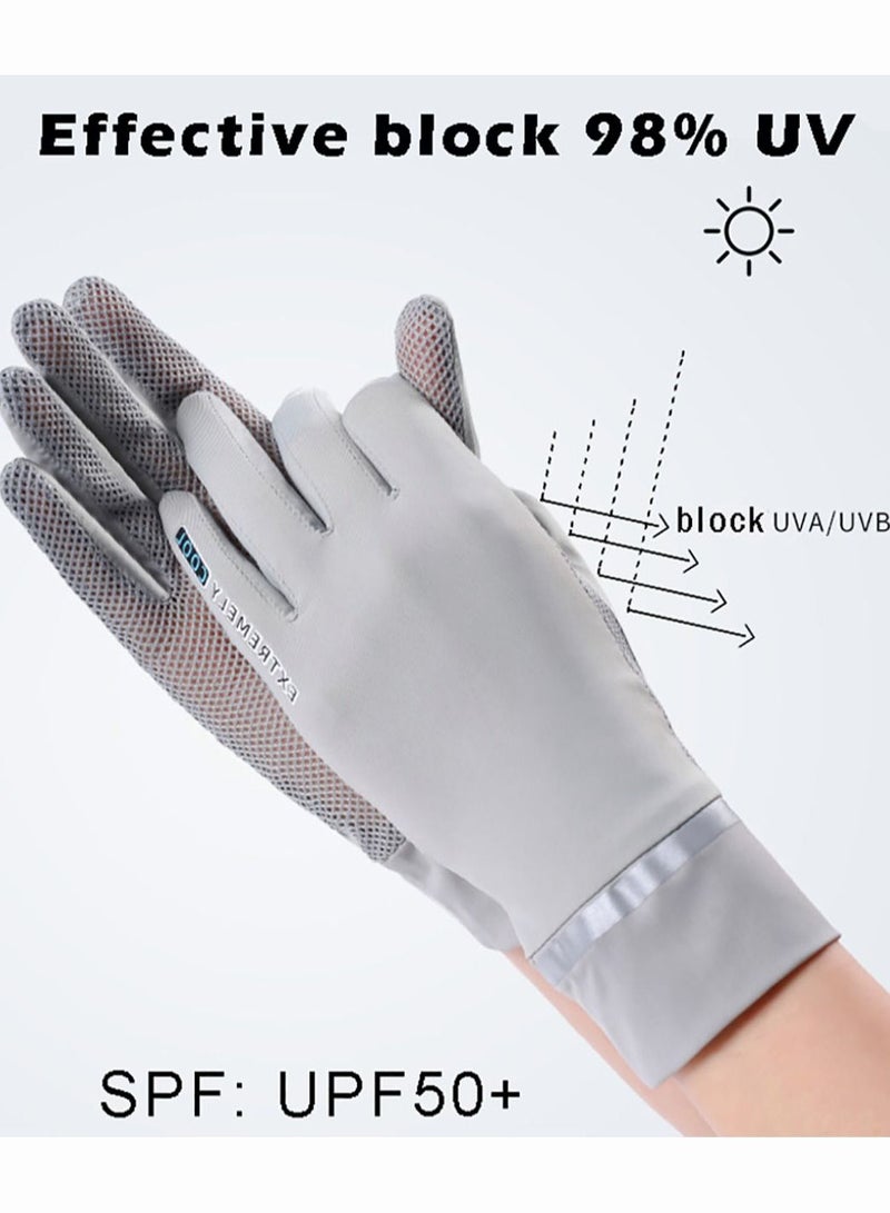 1 Pair Women Driving Gloves UV Protection Gloves Summer Sunscreen Gloves Suitable for Women and Girls Grey - Image 4