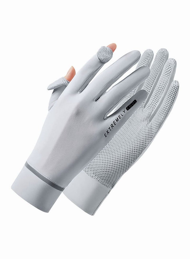 1 Pair Women Driving Gloves UV Protection Gloves Summer Sunscreen Gloves Suitable for Women and Girls Grey - Image 2