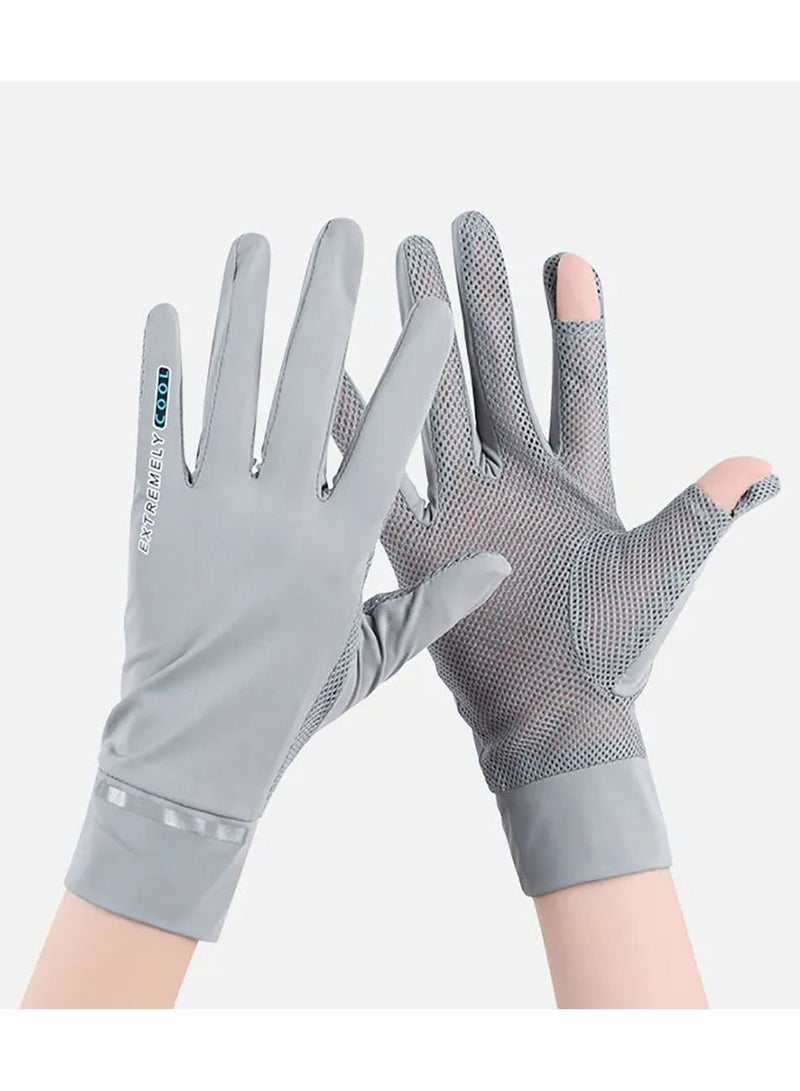1 Pair Women Driving Gloves UV Protection Gloves Summer Sunscreen Gloves Suitable for Women and Girls Grey - Image 3