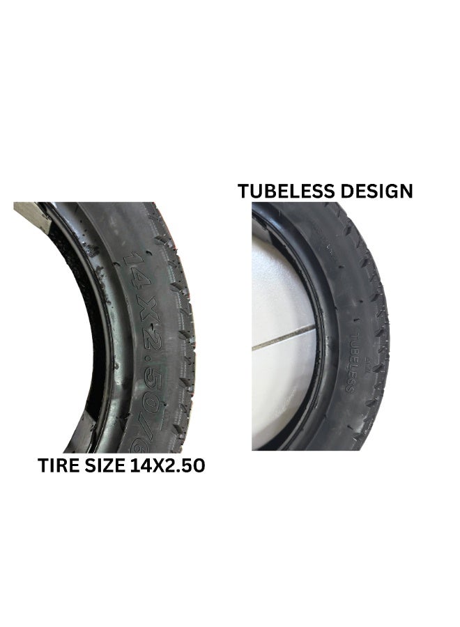 إطارات V-Tovic إطار سكوتر كهربائي مقاس 14×2.50 بدون أنبوب 60/65-254 إطار قوي مضاد للثقب بديل لسكوترات التوصيل والدراجات الكهربائية - Image 3