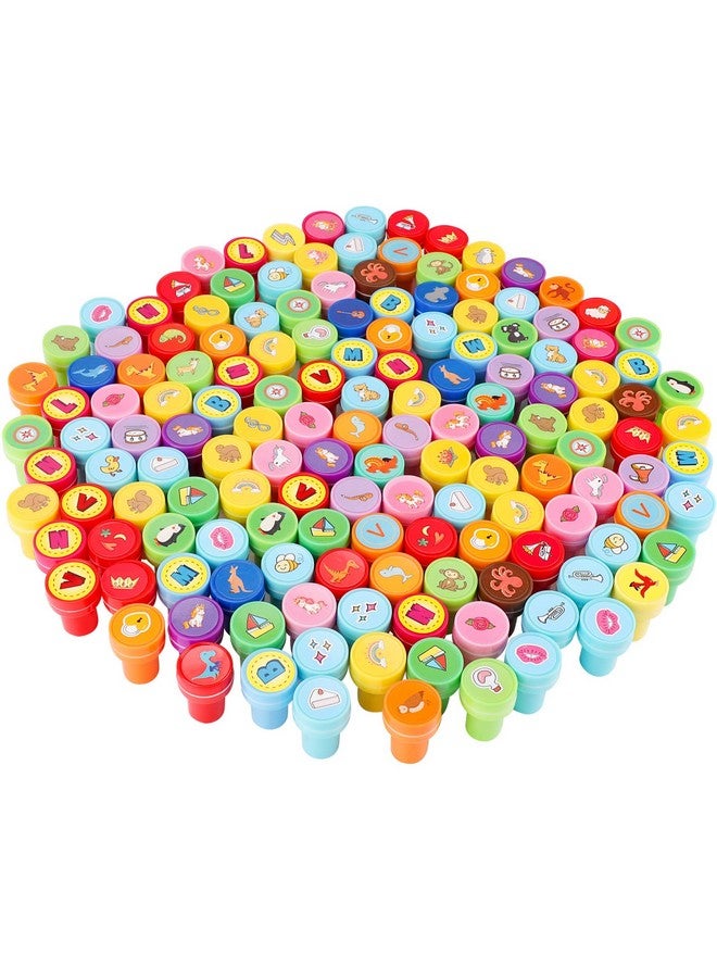 Zubebe Zubebe 150 Pcs Assorted Stampers for Kids Cute Mini Self Inking Stamps Kids Printing Supplies Birthday Party Favors for Crafts Classroom Prize, Animals, Fruits, Food, Human Tasks - Image 1