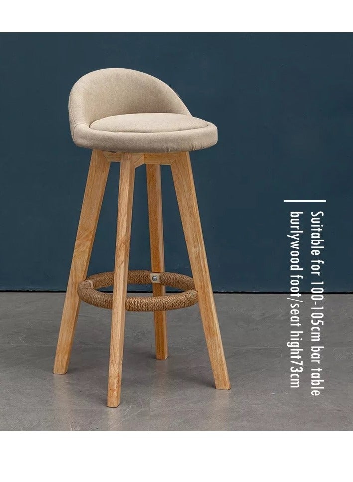 كرسي بار حديث للمقهى لتناول الطعام تدور 360 درجة، كرسي خشبي عالي كراسي المطاعم ( بيج) - Image 1