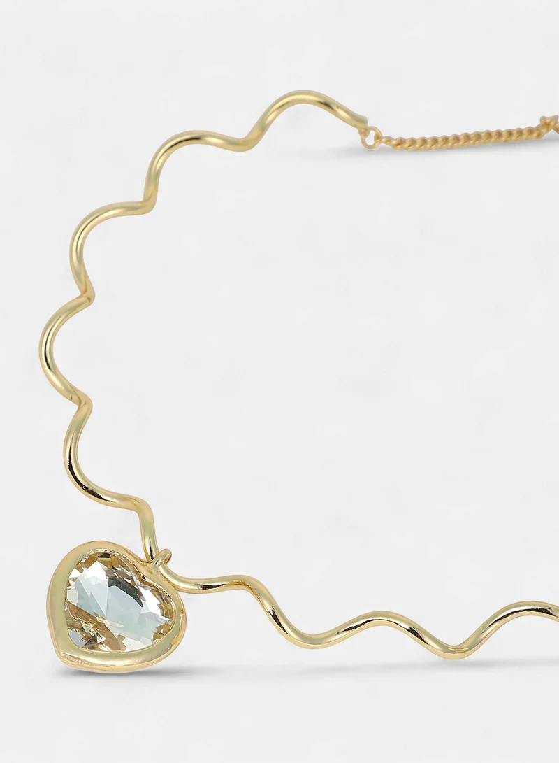 Sohi  Women The Coil-Coeur Collar Necklace | California  Colour | One-Size | Artificial Stone Alloy Material | Lobster Clasp Closure | Necklace For Casual & Evening Wear for Women | Best Price UAE