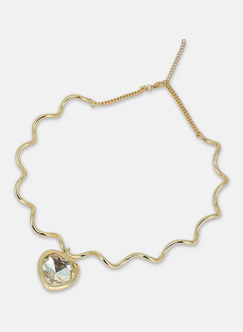 Sohi  Women The Coil-Coeur Collar Necklace | California  Colour | One-Size | Artificial Stone Alloy Material | Lobster Clasp Closure | Necklace For Casual & Evening Wear for Women | Best Price UAE