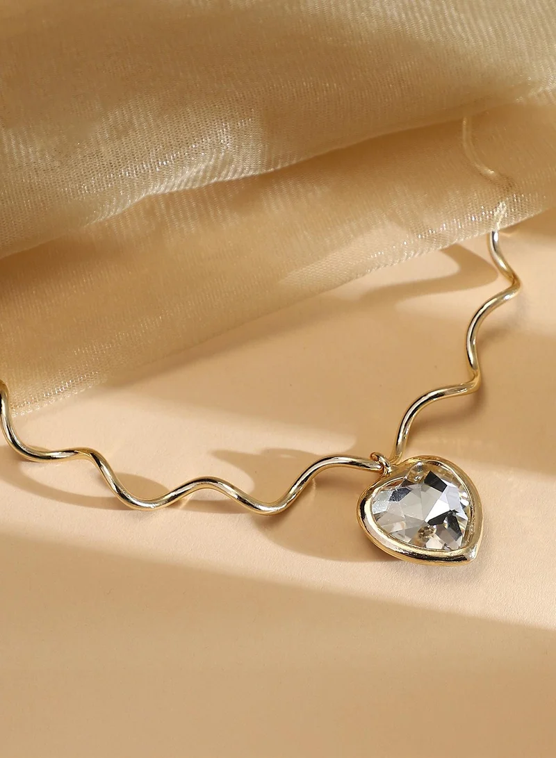 سوهي قلادة نسائية بتصميم قلب ملتف بلون كاليفورنيا، مقاس واحد، مادة سبيكة حجر صناعي، قفل مخلب، مناسبة للارتداء الكاجوال والسهرة