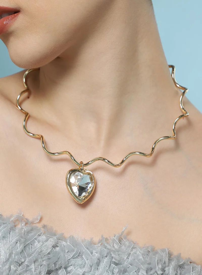 سوهي قلادة نسائية بتصميم قلب ملتف بلون كاليفورنيا، مقاس واحد، مادة سبيكة حجر صناعي، قفل مخلب، مناسبة للارتداء الكاجوال والسهرة