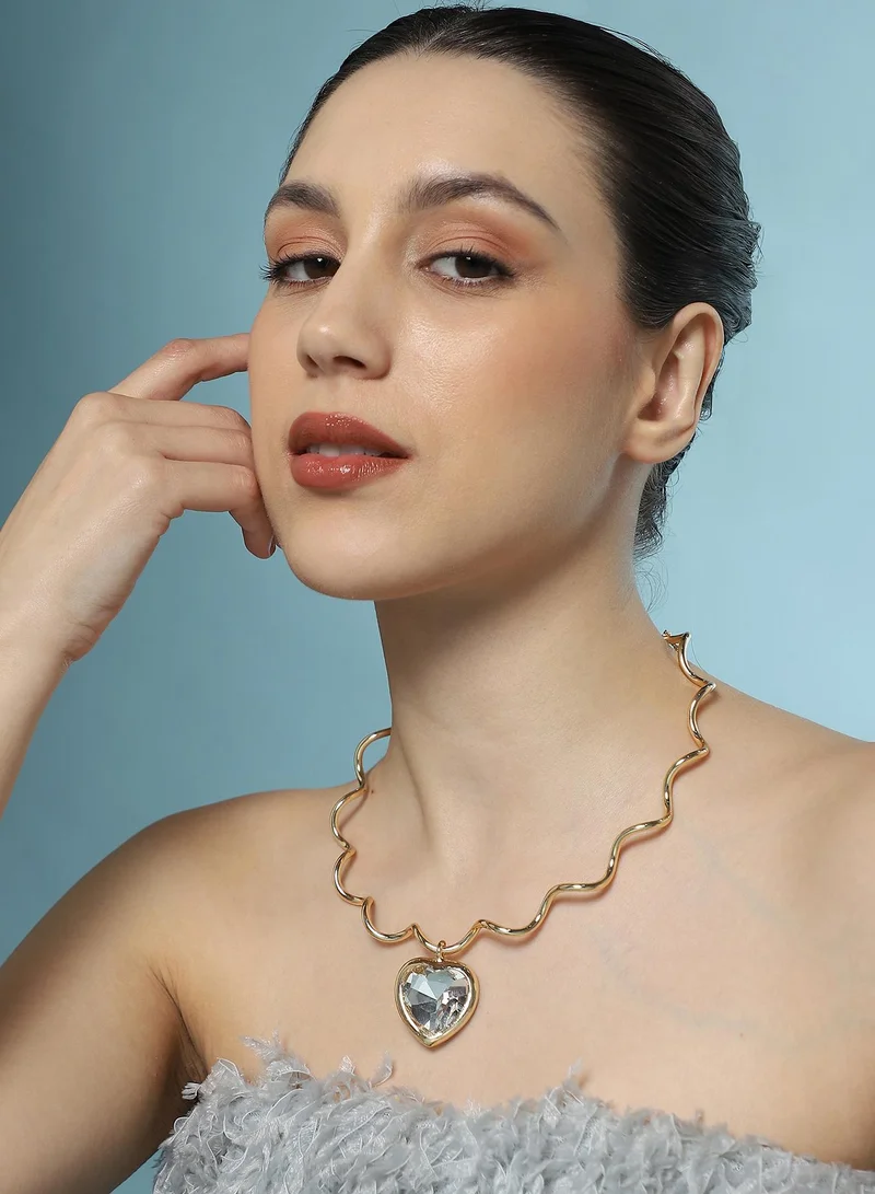Sohi  Women The Coil-Coeur Collar Necklace | California  Colour | One-Size | Artificial Stone Alloy Material | Lobster Clasp Closure | Necklace For Casual & Evening Wear for Women | Best Price UAE