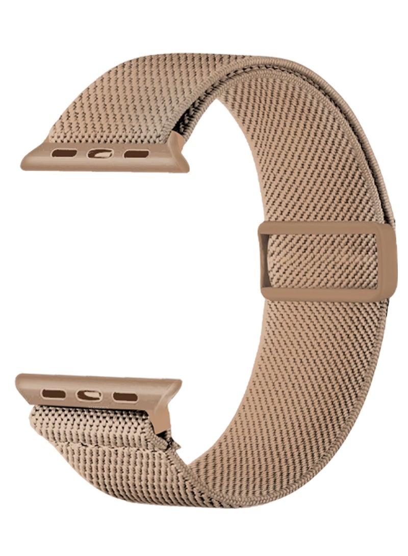 Magnetic Clasp Band for Apple Watch 49mm 45mm 44mm 42mm (Series 1-3), Nylon Elastic Stretchy Strap Compatible with iWatch Series Ultra 10-1 - Warm Beige - Image 3