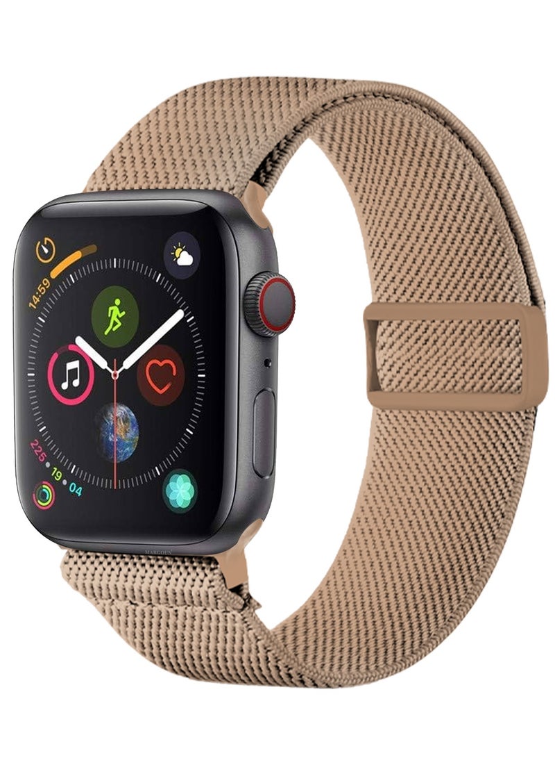 Magnetic Clasp Band for Apple Watch 49mm 45mm 44mm 42mm (Series 1-3), Nylon Elastic Stretchy Strap Compatible with iWatch Series Ultra 10-1 - Warm Beige - Image 2