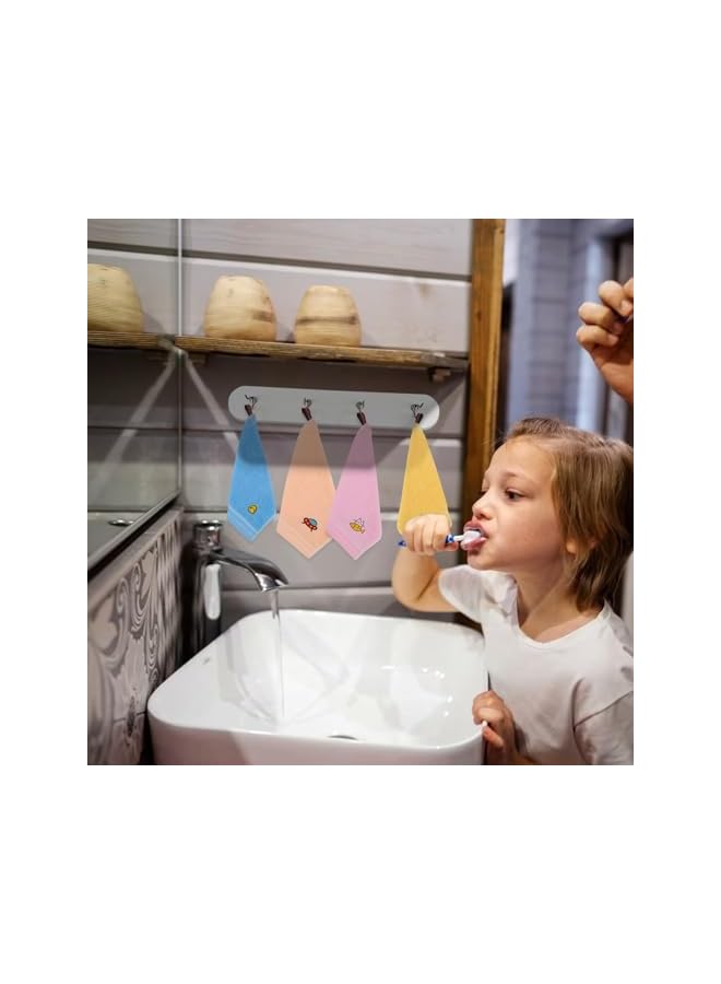 The Bros 4Pcs Cotton Cartoon Hand Towel with Hanging Loop, Cartoon Cute Hand Towels Small Square Towels Soft Water Absorbing Facial Towels for Kitchen Bathroom Kids Adults (Size: 25x25cm) - Image 4