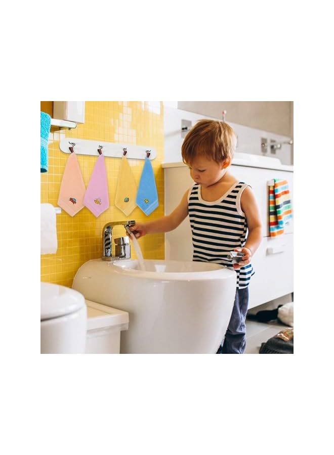 The Bros 4Pcs Cotton Cartoon Hand Towel with Hanging Loop, Cartoon Cute Hand Towels Small Square Towels Soft Water Absorbing Facial Towels for Kitchen Bathroom Kids Adults (Size: 25x25cm) - Image 2