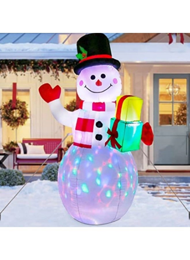 GGEROU 1.5M/5FT Snowman Inflatables Outdoor Decorations, Waterproof Blow Up Snowman Inflatable Decorations with Rotating LED Lights - Image 1