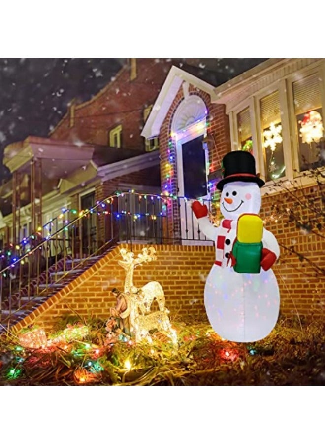 GGEROU 1.5M/5FT Snowman Inflatables Outdoor Decorations, Waterproof Blow Up Snowman Inflatable Decorations with Rotating LED Lights - Image 3