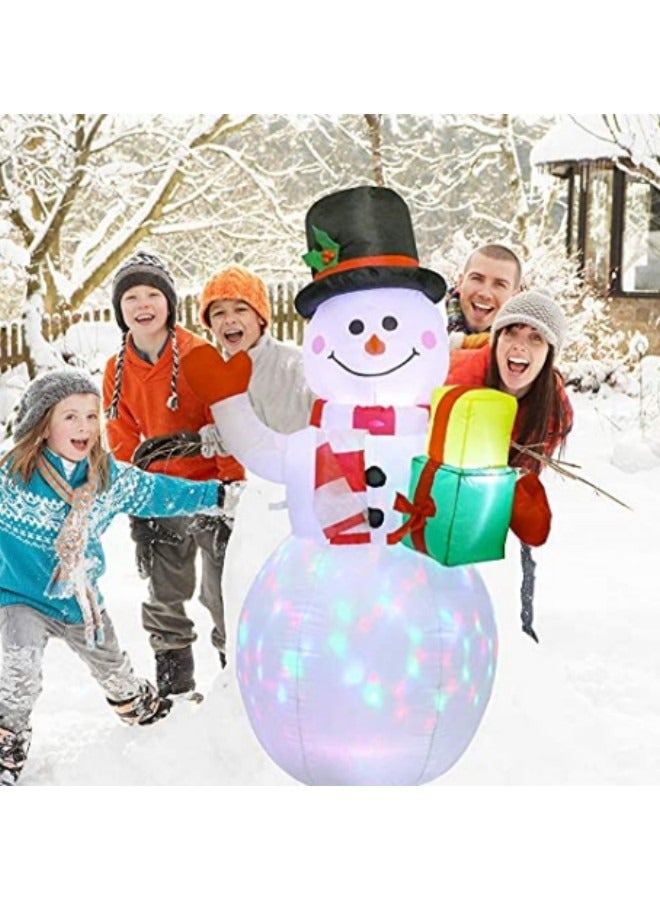 GGEROU 1.5M/5FT Snowman Inflatables Outdoor Decorations, Waterproof Blow Up Snowman Inflatable Decorations with Rotating LED Lights - Image 2