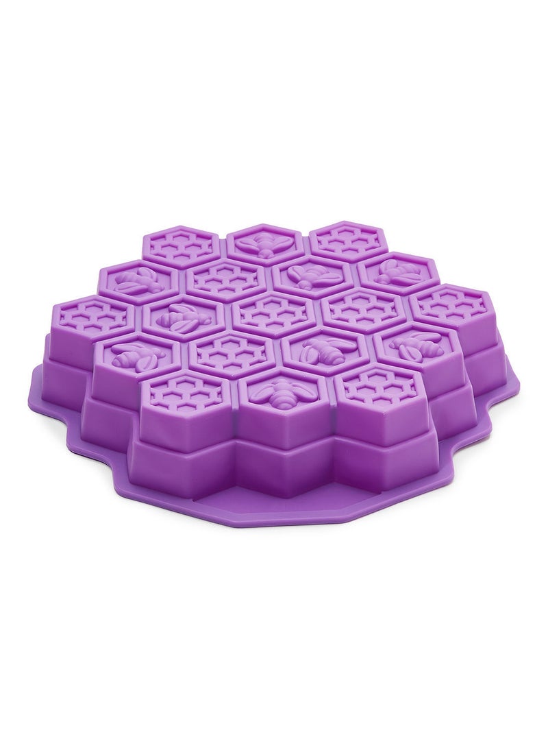 Y&D Honeycomb Bee Silicone Cake Mold Purple 30x30x5centimeter - Image 1