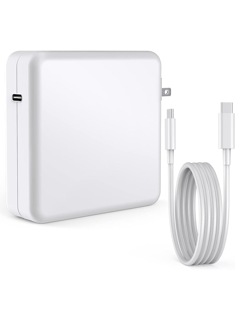 شاحن USB-C سريع أصلي 61 وات بديل – متوافق مع ماك بوك برو 13-16 بوصة (2018-2020) – مع كابل أبيض - Image 1