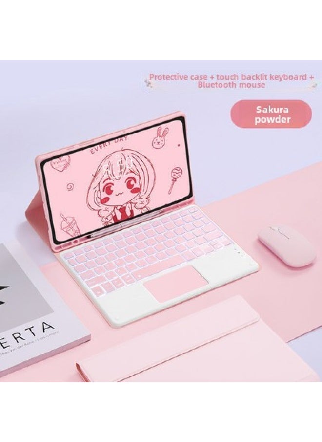 Applicable To Samsung A9Plus With Pen Slot Protective Cover S9FE Split Bluetooth Touch Keyboard X810 Colorful Backlight-Color:Cherry Blossom Powder ]-Product Type:Tab A9Plus 11（X210/216/218） - Image 1