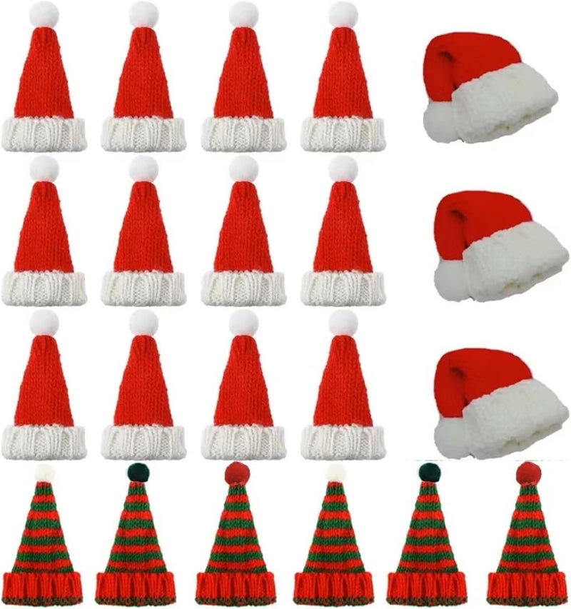Versatile 36pcs Mini Santa Hats Crafts Small Knitting Doll Wool Hat DIY Christmas Ornaments Table(Red White) - Image 1