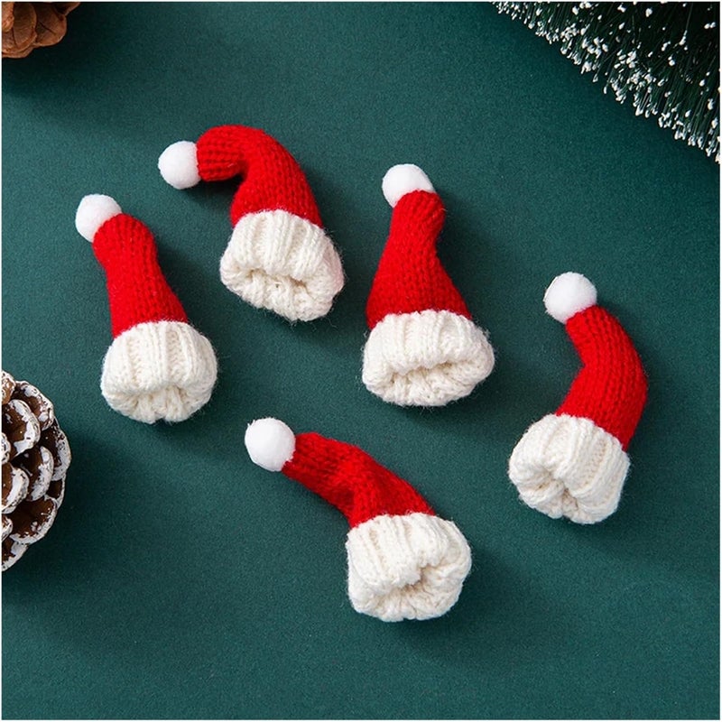Versatile 36pcs Mini Santa Hats Crafts Small Knitting Doll Wool Hat DIY Christmas Ornaments Table(Red White) - Image 2