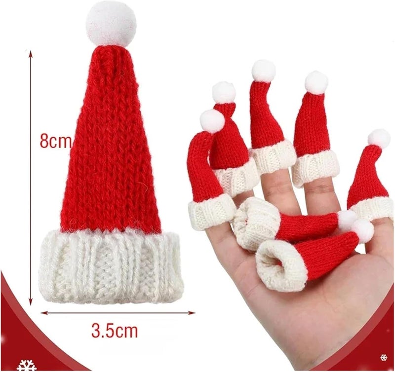 Versatile 36pcs Mini Santa Hats Crafts Small Knitting Doll Wool Hat DIY Christmas Ornaments Table(Red White) - Image 3