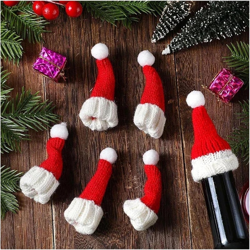 Versatile 36pcs Mini Santa Hats Crafts Small Knitting Doll Wool Hat DIY Christmas Ornaments Table(Red White) - Image 4