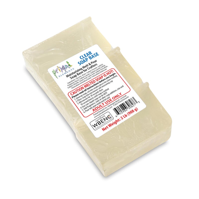 Primal Elements Clear Soap Base - Moisturizing Melt and Pour Glycerin Soap Base for Crafting and Soap Making, Easy to Cut, Unscented - 2 Pound - Image 1