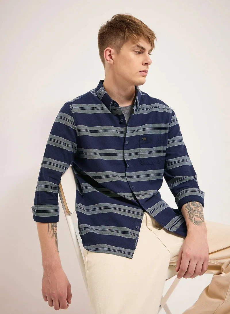 THE BEAR HOUSE Cotton Shirt for Men | Slim Fit, Long Sleeve, Casual or Formal Button-Down | Soft, Breathable Fabric for Work, Everyday, & All-Season Wear in Stylish