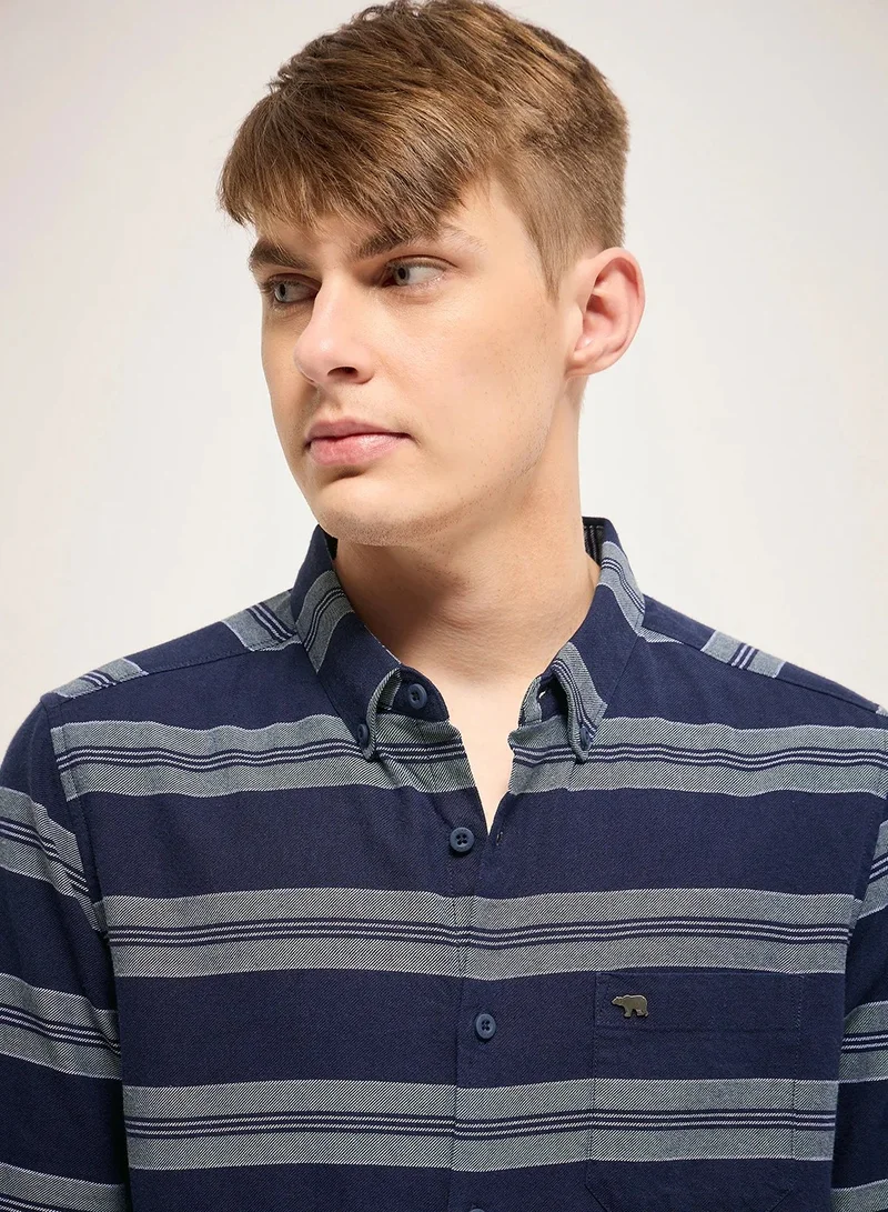 THE BEAR HOUSE Cotton Shirt for Men | Slim Fit, Long Sleeve, Casual or Formal Button-Down | Soft, Breathable Fabric for Work, Everyday, & All-Season Wear in Stylish