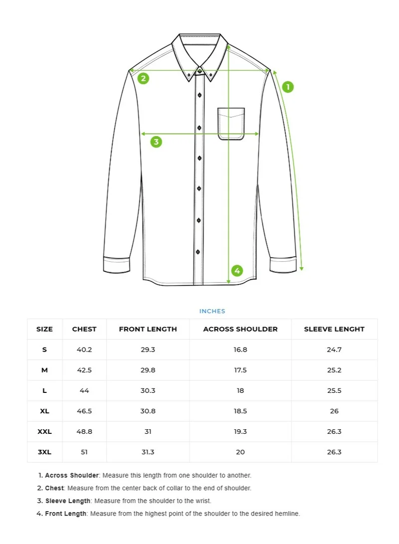 THE BEAR HOUSE Cotton Shirt for Men | Slim Fit, Long Sleeve, Casual or Formal Button-Down | Soft, Breathable Fabric for Work, Everyday, & All-Season Wear in Stylish