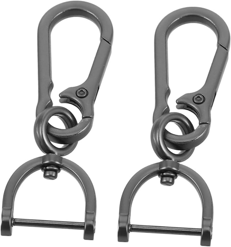 Metal Car Keychain with Carabiner Clip 2pcs Set, Small Sturdy Key Holder for Car Keys, Universal Waist Hanging Keyring for Men and Women - Image 1
