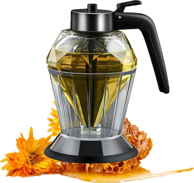 SEVIA SEVIA Diamond Shape Syrup Dispenser,Durable Dilute Honey Syrup Pot with Non-Slip Silicone Bottom Acrylic Base Perfect (200ML) For Olive Oil, Runny Honey, Syrup, Sauce Distribution - Image 1