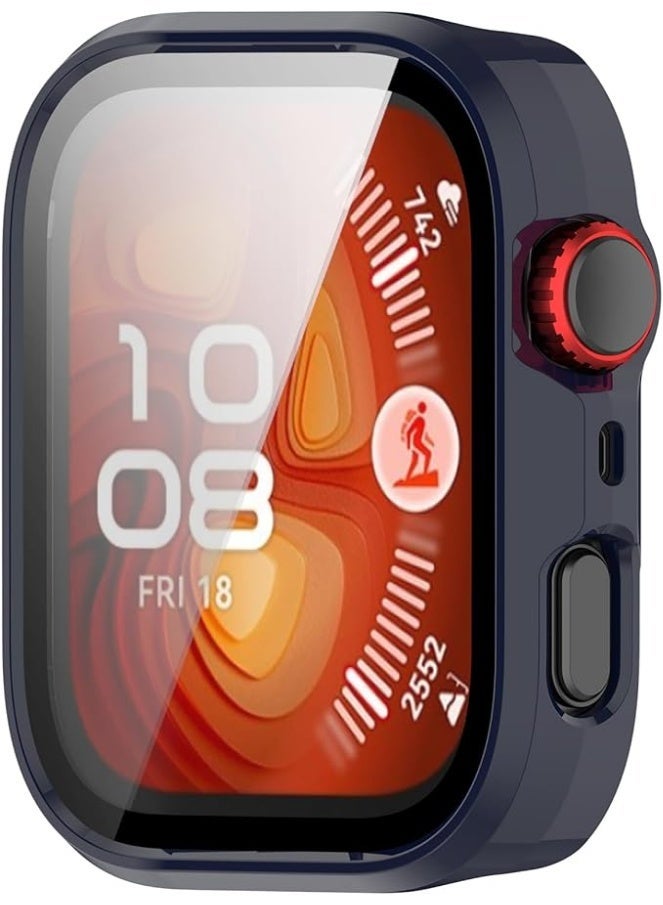 Cover Compatible with Huawei Watch Fit 4 Pro, PC + Tempered Film All Including, Anti-Scratch Protective Case Compatible with Huawei Watch Fit 4 Pro. Blue - Image 4