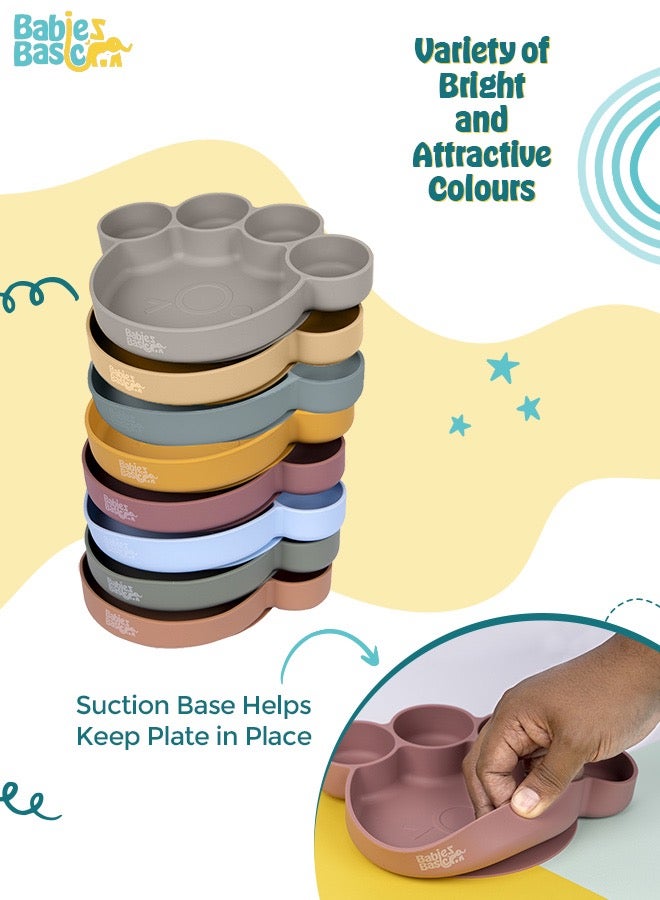 بابيز_بيسك مجموعة تغذية، 3 قطع، مجموعة سيليكون للتغذية الذاتية، سهلة الامساك، طبق سيليكون بوظيفة الشفط مع ملعقة وشوكة سيليكون. - Image 4
