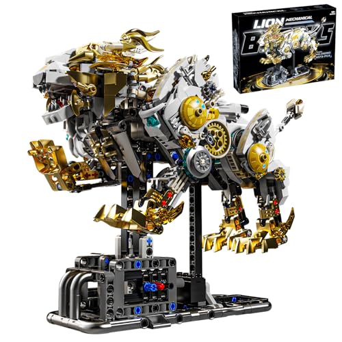 CSNRHG Mechanical Lion Building Block Toy Set Futuristic Mechanical Beast Model with Movable Parts Gears Premium Mechanical Building Kit with Display Stand Ideal Gift for Boys Adults - Image 1