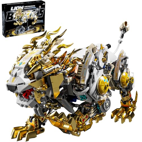 CSNRHG Mechanical Lion Building Block Toy Set Futuristic Mechanical Beast Model with Movable Parts Gears Premium Mechanical Building Kit with Display Stand Ideal Gift for Boys Adults - Image 5