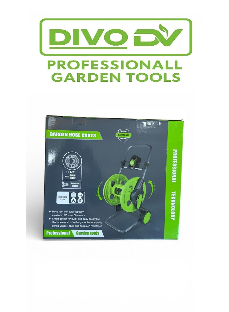 ديفو عربة لف خرطوم الحديقة الاحترافية بسعة حتى 60 متر – مع بكرة متينة بعجلات سهلة الحركة – موديل DIVO – براند DVO714-11 - Image 2