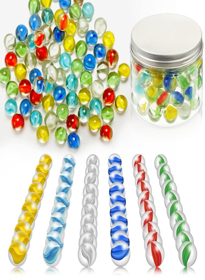Leitee 72 Pieces Glass Marbles Chinese Checkers 0.63 Inch Colorful Marbles Bulk Fun Retro Toys with Clear Container for Games Party Favors DIY Crafting Home Decoration, 6 Colors - Image 1