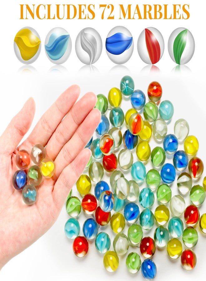 Leitee 72 Pieces Glass Marbles Chinese Checkers 0.63 Inch Colorful Marbles Bulk Fun Retro Toys with Clear Container for Games Party Favors DIY Crafting Home Decoration, 6 Colors - Image 4