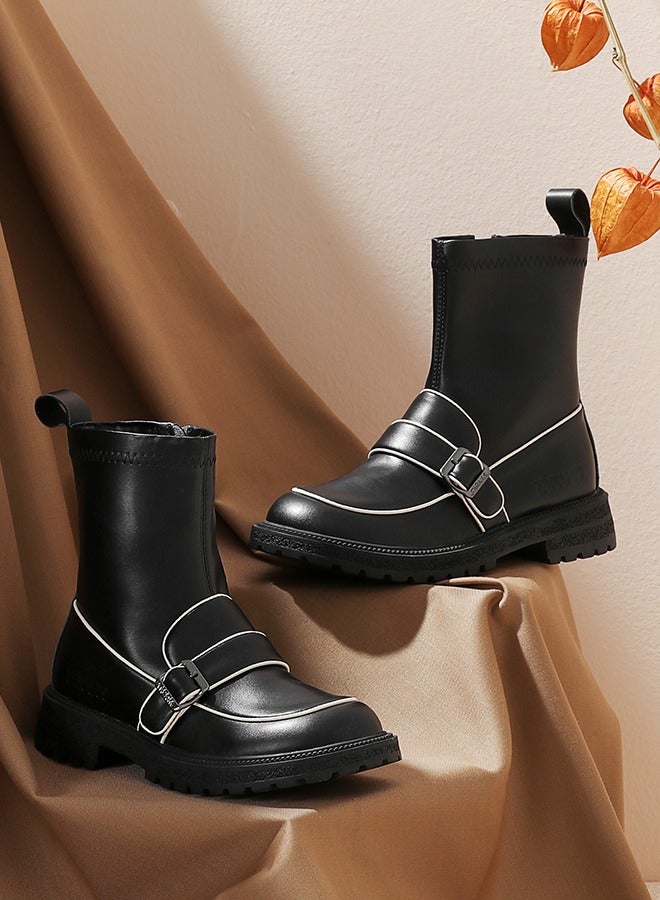 Taranis Taranis Children's Girls' Shoes Black Leather Boots  - Image 1
