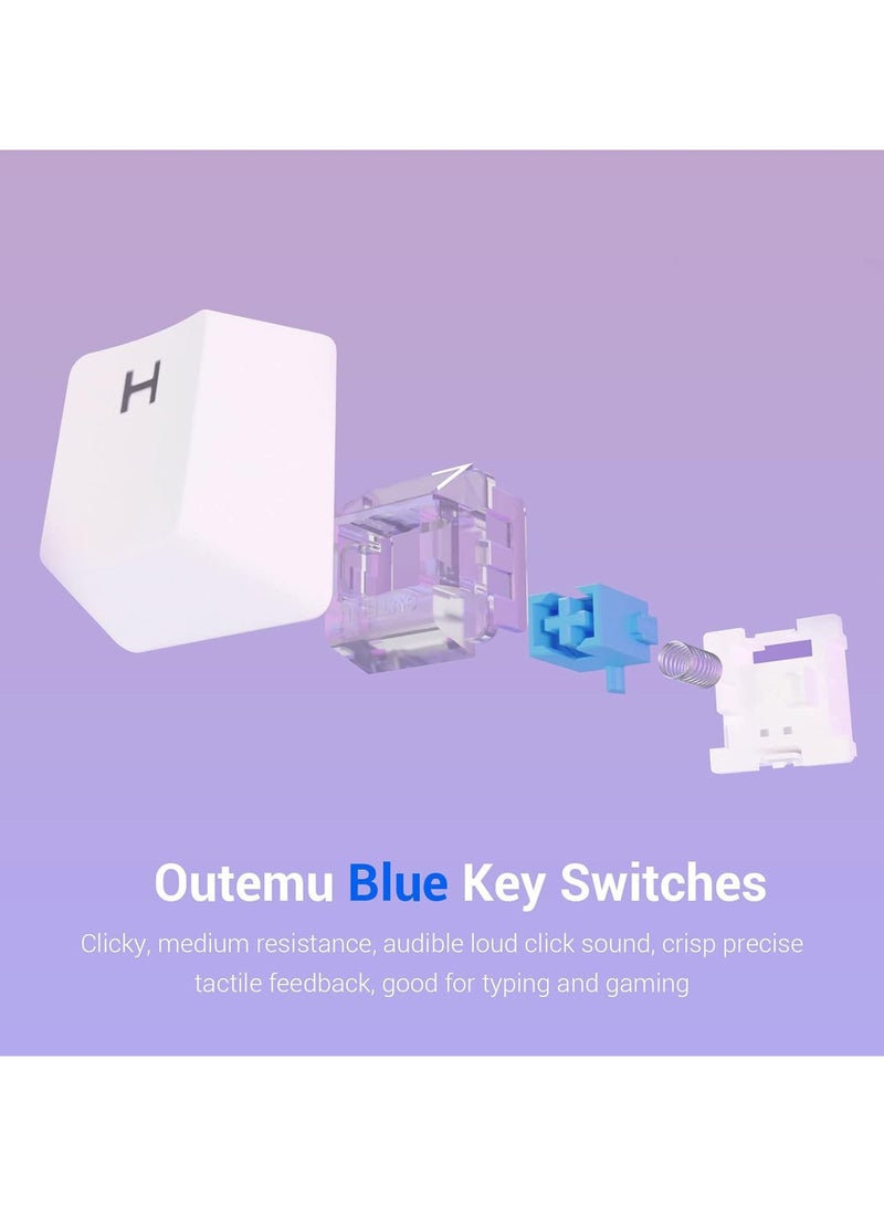 Redragon K623 HADES Dual Color Keys Mechanical Gaming Keyboard Single White LED + RGB Side Edge Backlit 104 Key Wired Computer Keyboard with Blue Switches for Windows PC || (White + Pink) - Image 5