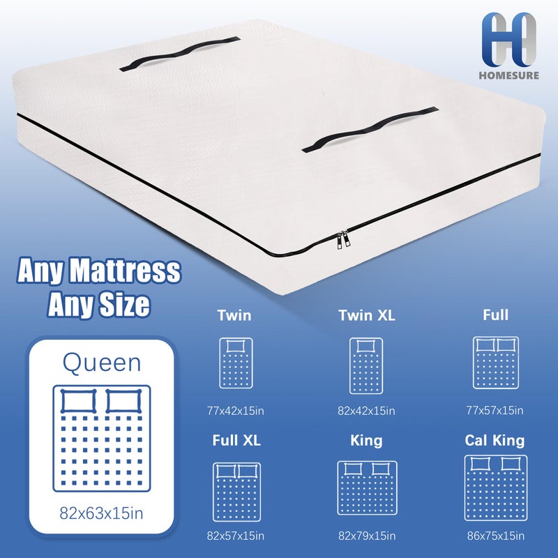 HOMESURE Mattress Bags for Moving and Storage with 8 Handles - Mattress Cover for Moving - Heavy Duty, Strong Zipper Closure, Moving Supplies & Moving Bag - Semi-Transparent, Queen - Image 2