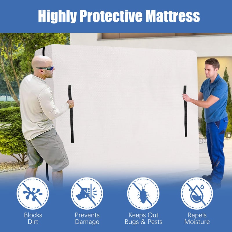 HOMESURE Mattress Bags for Moving and Storage with 8 Handles - Mattress Cover for Moving - Heavy Duty, Strong Zipper Closure, Moving Supplies & Moving Bag - Semi-Transparent, Queen - Image 5