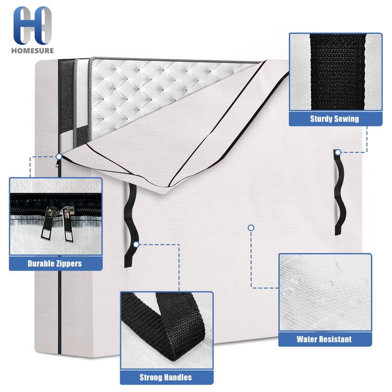 HOMESURE Mattress Bags for Moving and Storage with 8 Handles - Mattress Cover for Moving - Heavy Duty, Strong Zipper Closure, Moving Supplies & Moving Bag - Semi-Transparent, Queen - Image 4