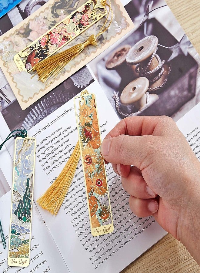 Molishan Metal Bookmark 4pcs with Tassel - Oil Painting Style Van Gogh Monet Cute Book Marks for Reading Women Men Teens Book Lovers Gifts - Image 4