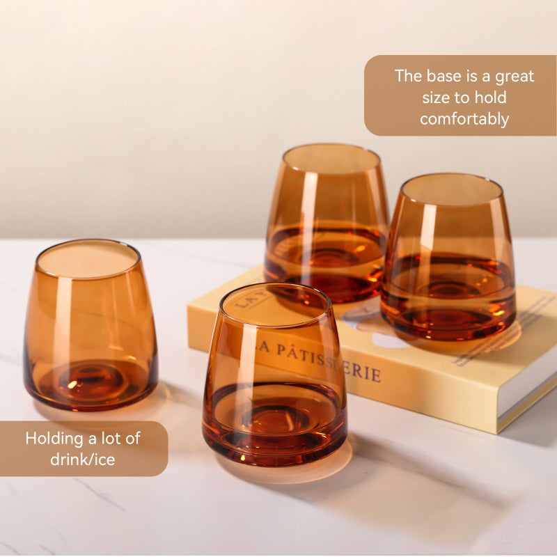 Cyrelwing Brown Stemless Wine Glasses Set 6-Colorful Wine Glasses Stemless for Wine water,whiskies, juices, cocktails,Unique Gifts for Mother day Birthday Wedding Party - Image 5