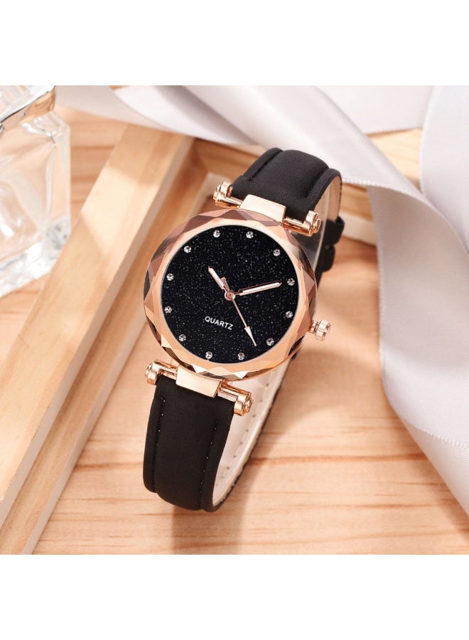 كوارتز مجموعة ساعات جلدية نسائية - تصميم كلاسيكي أنيق للملابس الرسمية والكاجوال - هدية أنيقة لساعة يد نسائية لها - Image 2