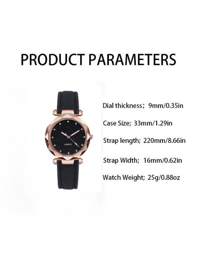 كوارتز مجموعة ساعات جلدية نسائية - تصميم كلاسيكي أنيق للملابس الرسمية والكاجوال - هدية أنيقة لساعة يد نسائية لها - Image 4