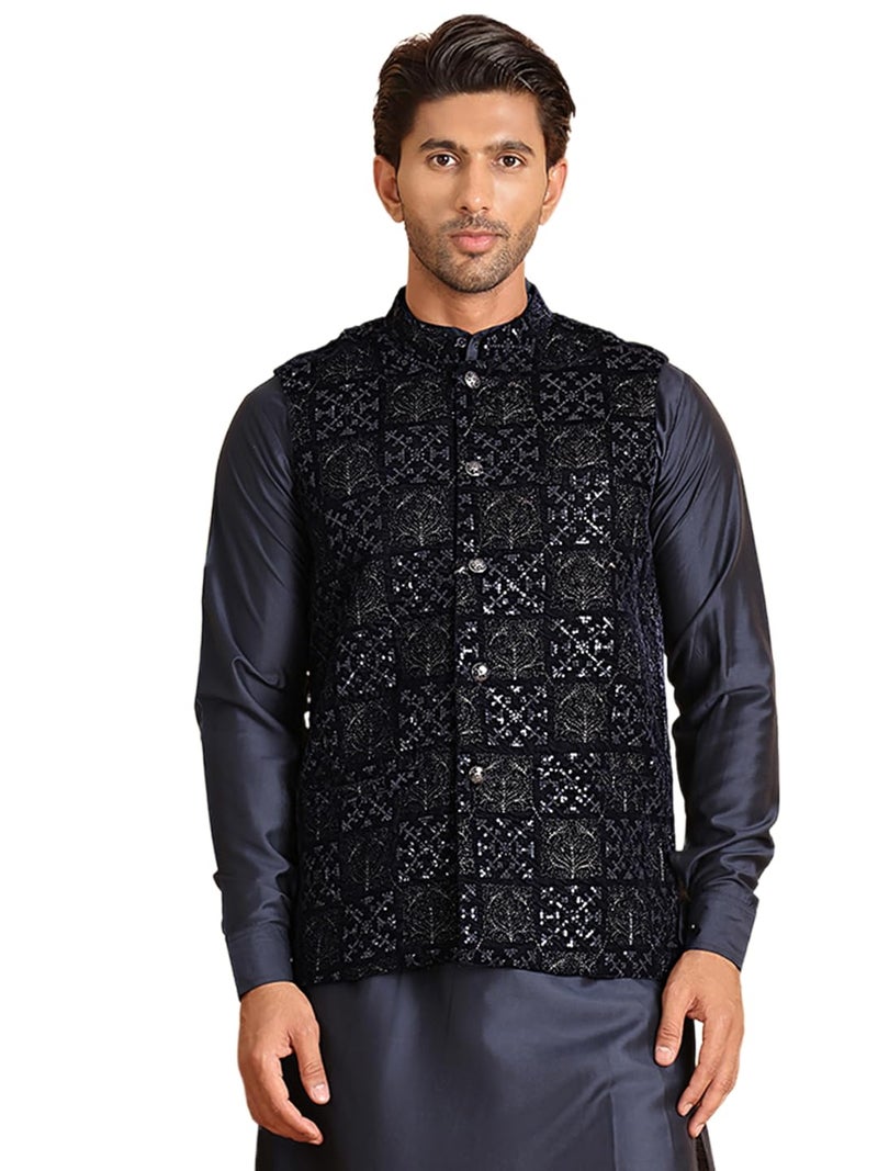 jompers جاكيت نهرو مزخرف من المخمل للرجال من جومبرز - Image 1