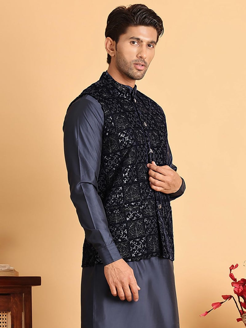 jompers جاكيت نهرو مزخرف من المخمل للرجال من جومبرز - Image 3