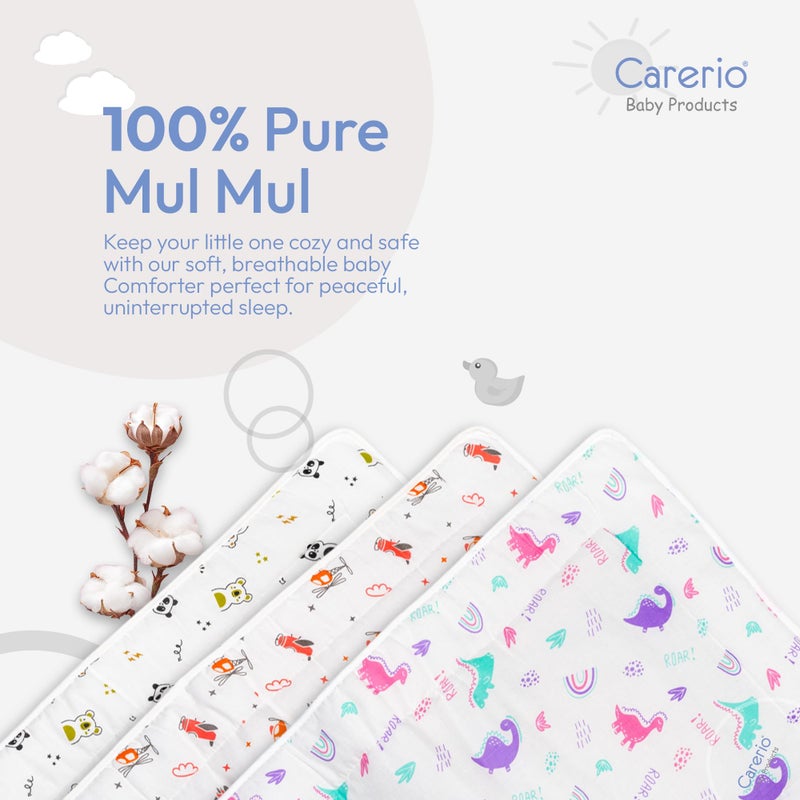 Carerio Newborn Baby Godadi, Soft Mulmul Cotton Baby Bed, Godadi, Crib Sheet, Cartoon Mat Bedding, Multicolor (Large, Pack of 3 (01)) - Image 2